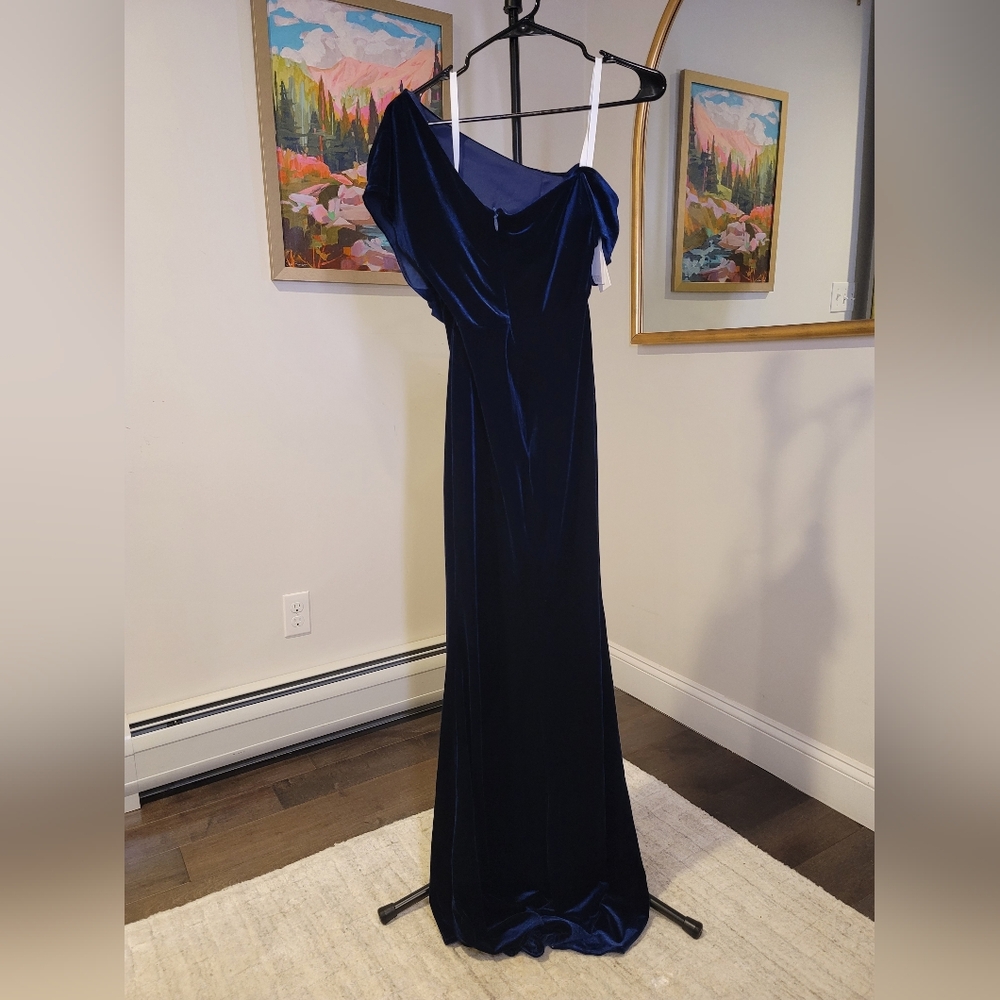 NWT New Fashion Blue Velvet Evening Gown Size 4 - Picture 4 of 4